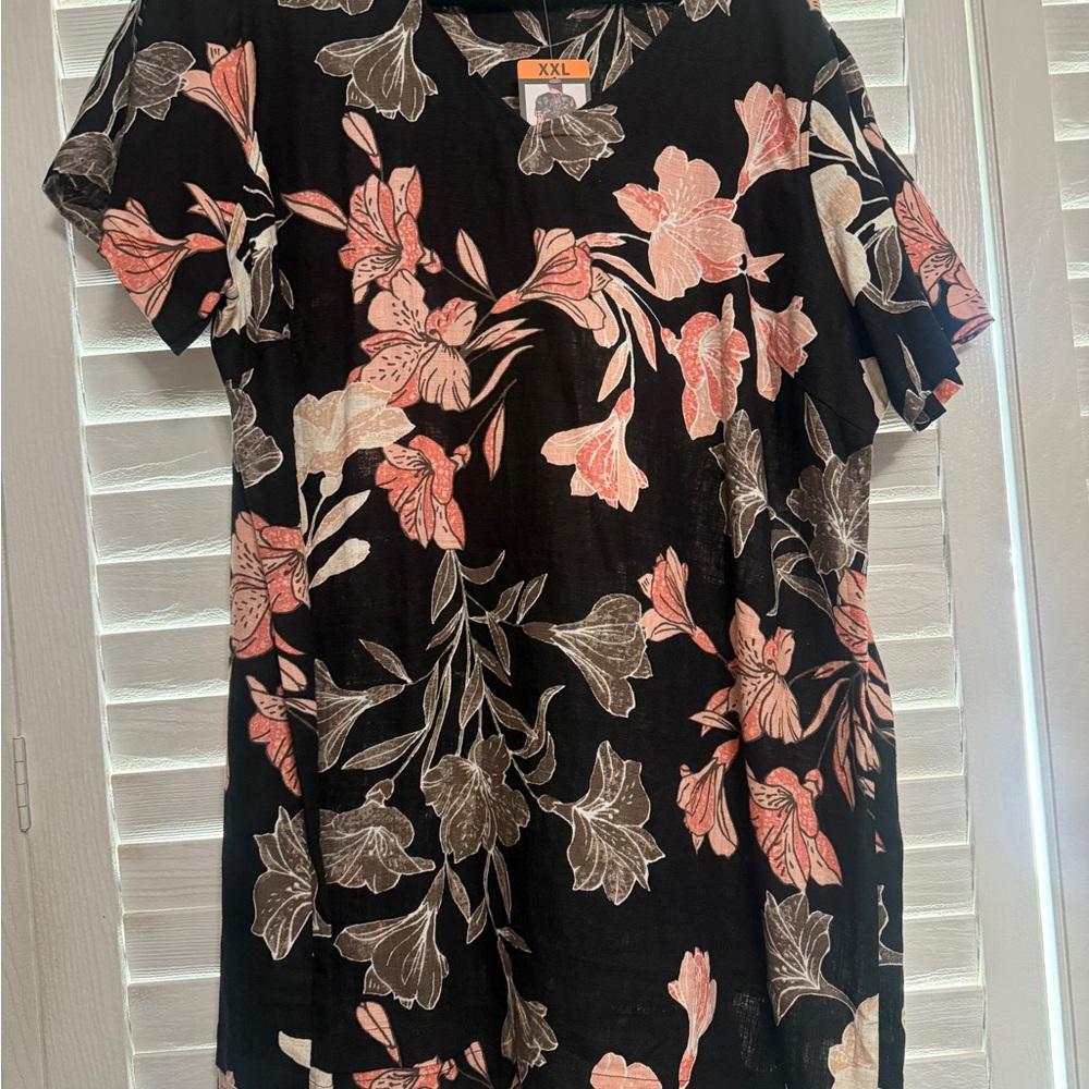 Nicole Miller Black and Pink Floral Dress